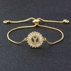 Initial Alphabet Large Letter Cubic Zirconia Gold Slider Bracelet