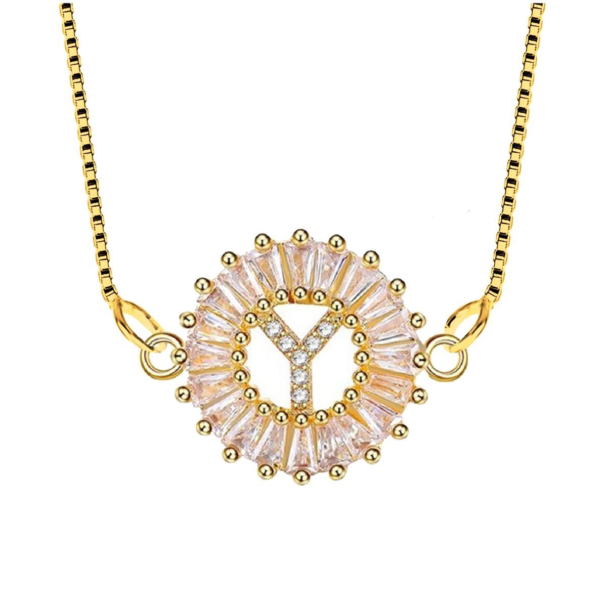 CZ Gold Initial Alphabet Letter B Necklace Pendant Chain Bulk