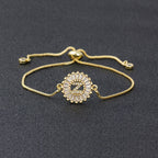 Initial Alphabet Large Letter Cubic Zirconia Gold Slider Bracelet