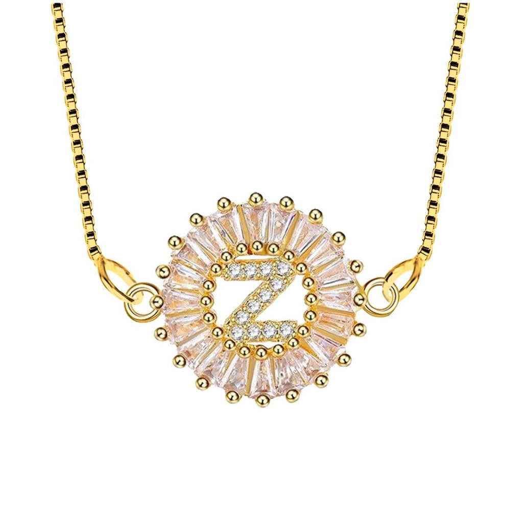 CZ Gold Initial Alphabet Letter B Necklace Pendant Chain Bulk