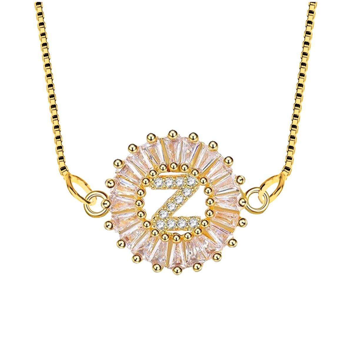 CZ Gold Initial Alphabet Letter B Necklace Pendant Chain Bulk