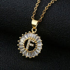 Gold Baguette Initial Alphabet Letter Pendant Chain Bulk