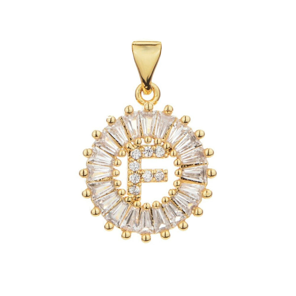 Gold Baguette Initial Alphabet Letter E Pendant Bulk