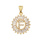 Gold Baguette Initial Alphabet Letter E Pendant Bulk