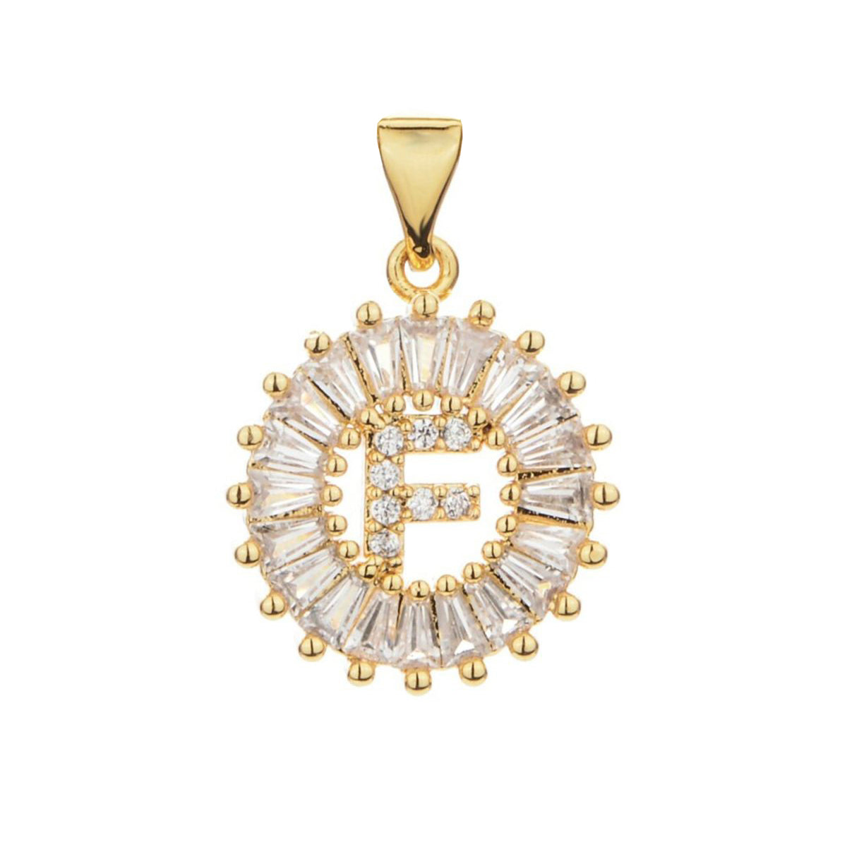 Gold Baguette Initial Alphabet Letter E Pendant Bulk