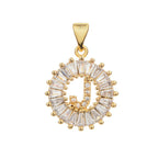 Gold Baguette Initial Alphabet Letter E Pendant Bulk
