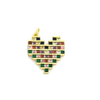 Rainbow Multi Colour Baguette Love Heart Pendant Necklace Chain Bulk