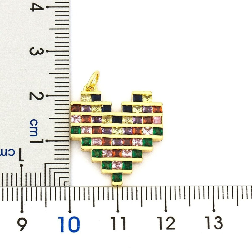 Rainbow Multi Colour Baguette Love Heart Pendant Necklace Women Bulk