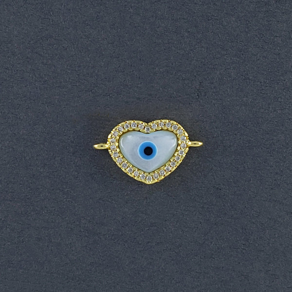 Heart Evil Eye Nazariya White Gold CZ Charm Centre Pcs Bulk Secondary image