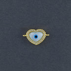 Heart Evil Eye Nazariya White Gold CZ Charm Centre Pcs Bulk