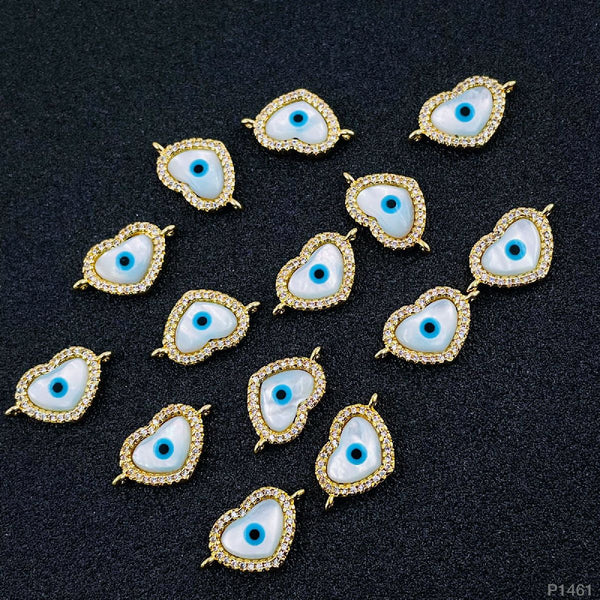 Heart Evil Eye Nazariya White Gold CZ Charm Centre Pcs Bulk Main image