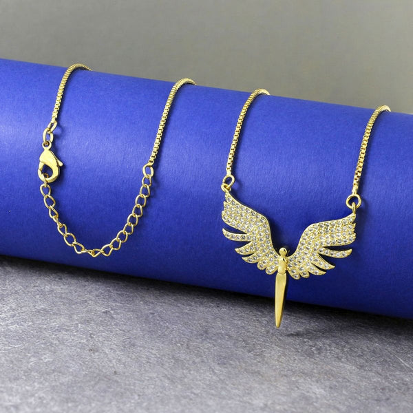 Butterfly Gold American Diamond Necklace Pendant Chain Bulk Main image