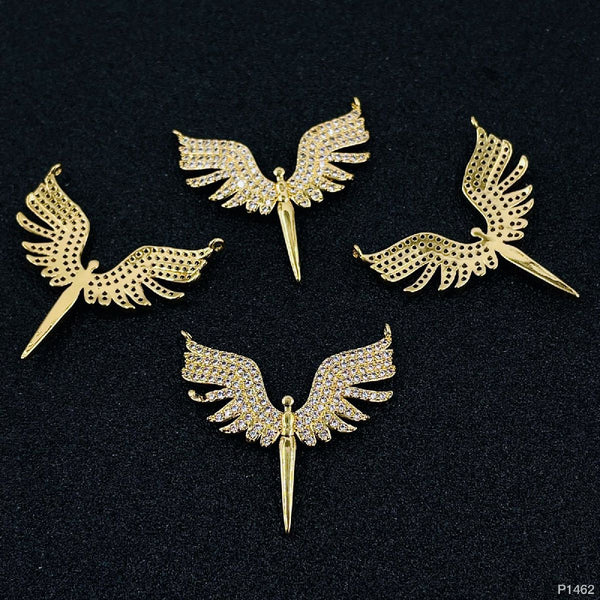 Flying Eagle Wings 18K Gold CZ American Diamond Centre Pcs Bulk Main image