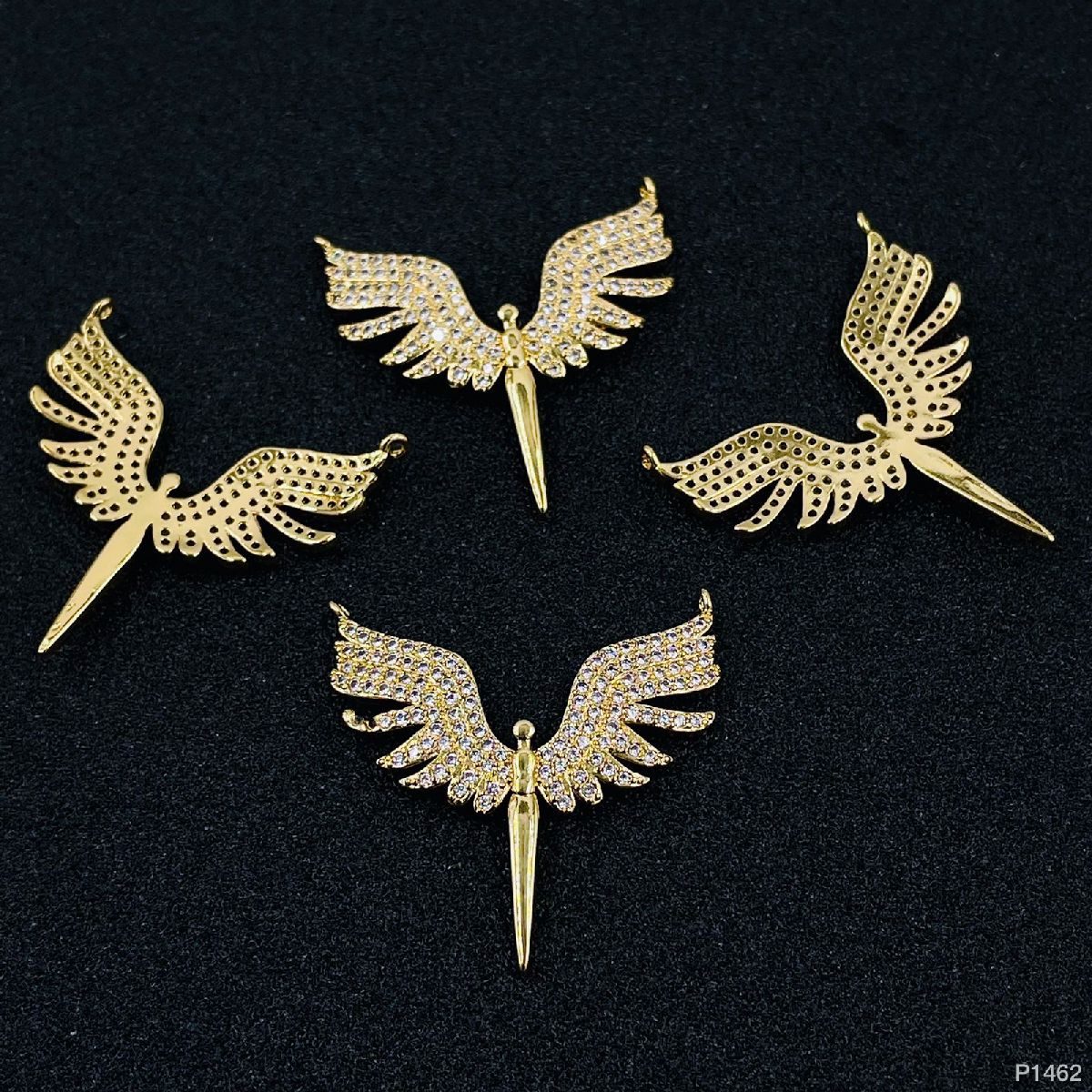 Flying Eagle Wings 18K Gold CZ American Diamond Centre Pcs Bulk