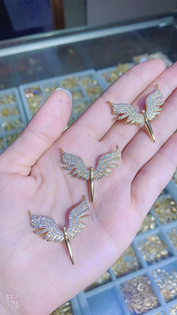 Flying Eagle Wings 18K Gold CZ American Diamond Centre Pcs Bulk Secondary image