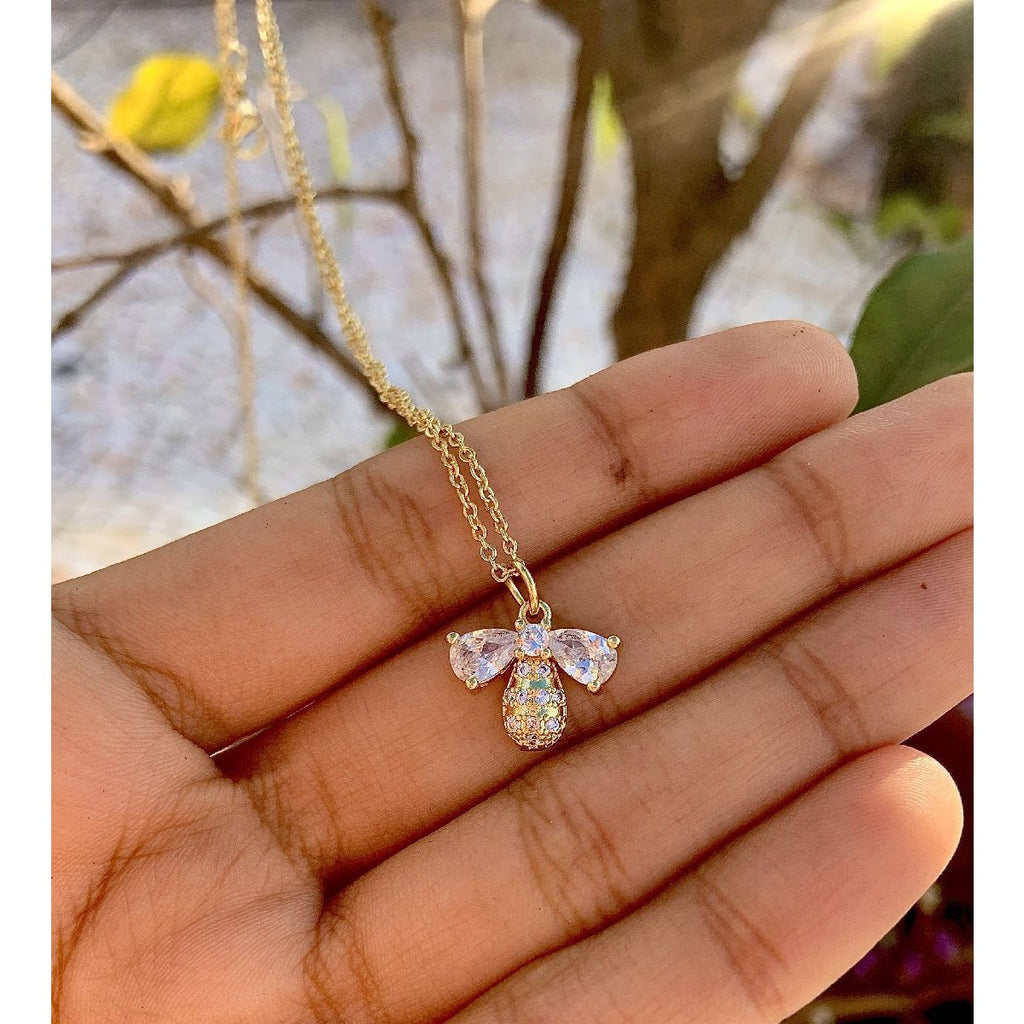 Honeybee Gold American Diamond Necklace Pendant Chain Bulk