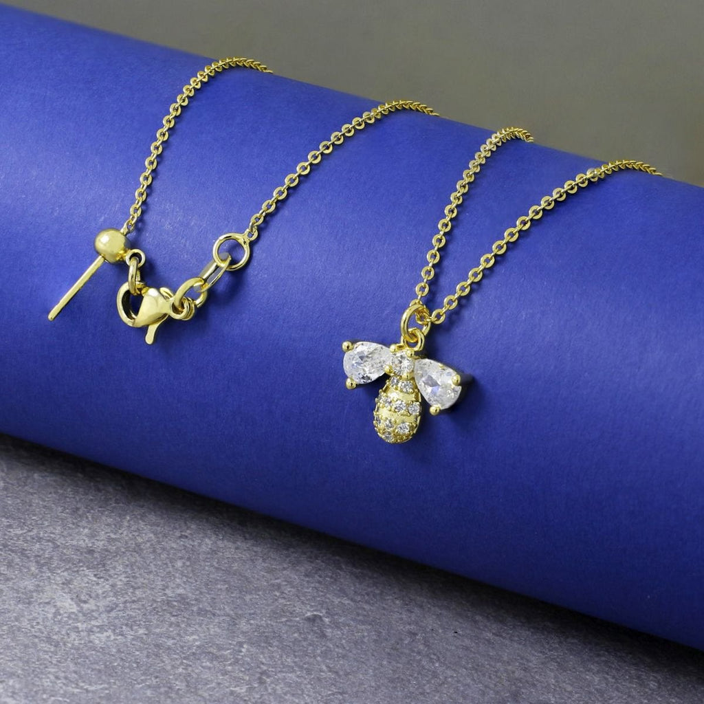 Honeybee Gold American Diamond Necklace Pendant Chain Bulk