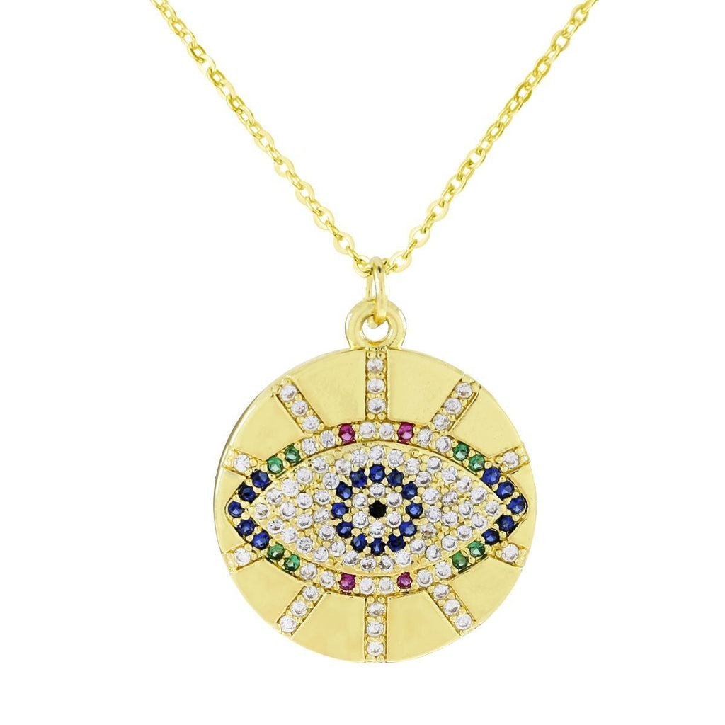 Round Evil Eye Necklace Pendant Chain Bulk