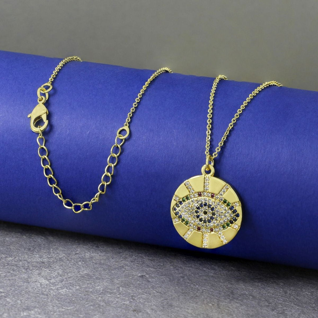 Round Evil Eye Necklace Pendant Chain Bulk