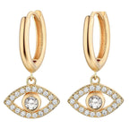 Eye 18K Gold Cubic Zirconia Brass Hoop Earring Pair For Women Bulk