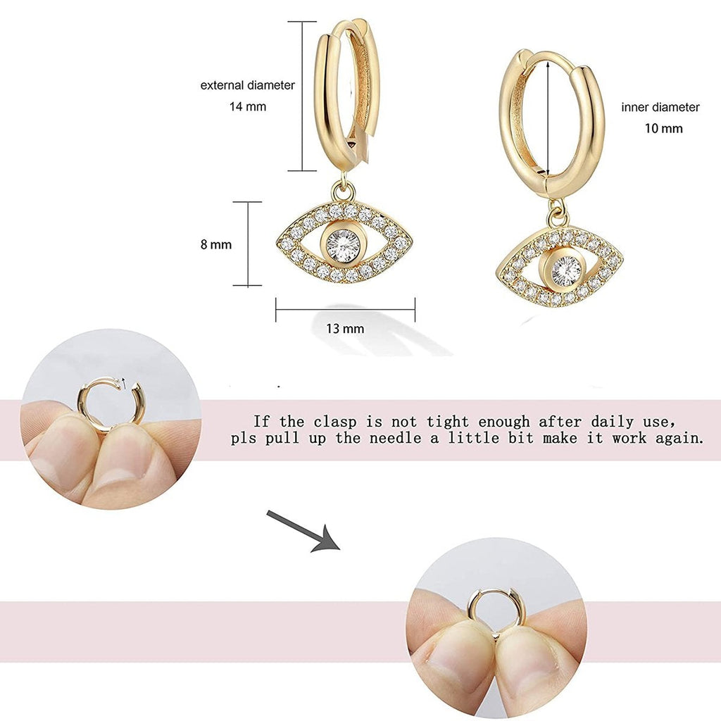 Eye 18K Gold Cubic Zirconia Brass Hoop Earring Pair For Women Bulk