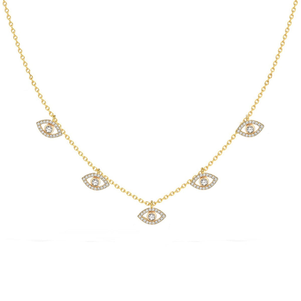 Evil Eye American Diamond Gold Choker Necklace Chain For Women Bulk