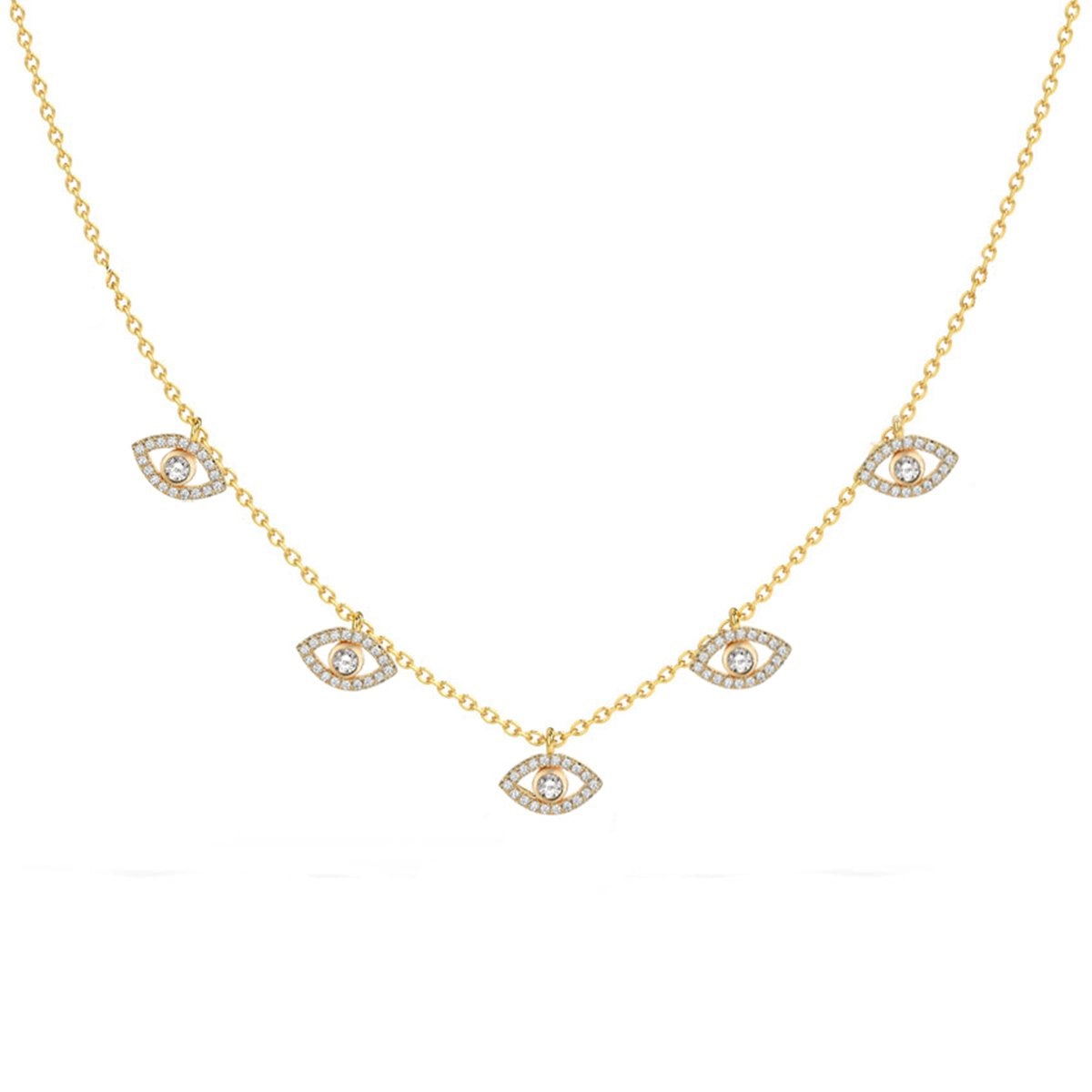 Evil Eye American Diamond Gold Choker Necklace Chain For Women Bulk