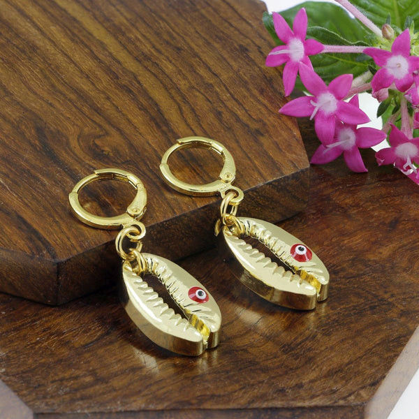 Evil Eye Green Gold Hoop Drop Earring For Women Bulk Secondary image
