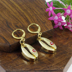 Evil Eye Green Gold Hoop Drop Earring For Women Bulk