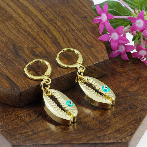 Evil Eye Green Gold Hoop Drop Earring For Women Bulk Main image