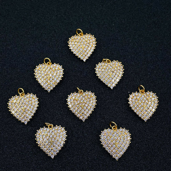 Heart Love Valentines Gold Cubic Zirconia Pendant Necklace Women Bulk Main image