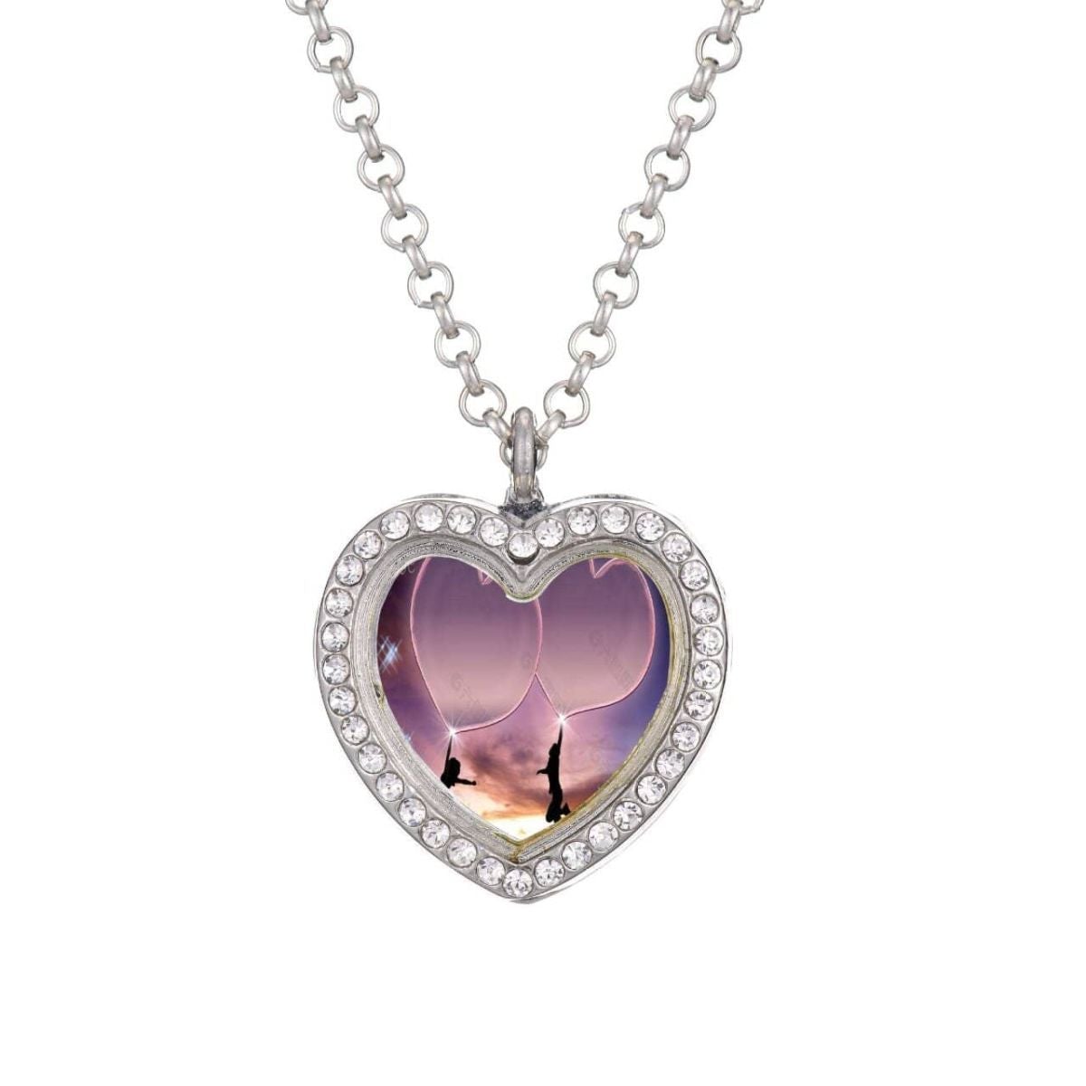 Round Silver Photo Necklace Pendant Chain Bulk