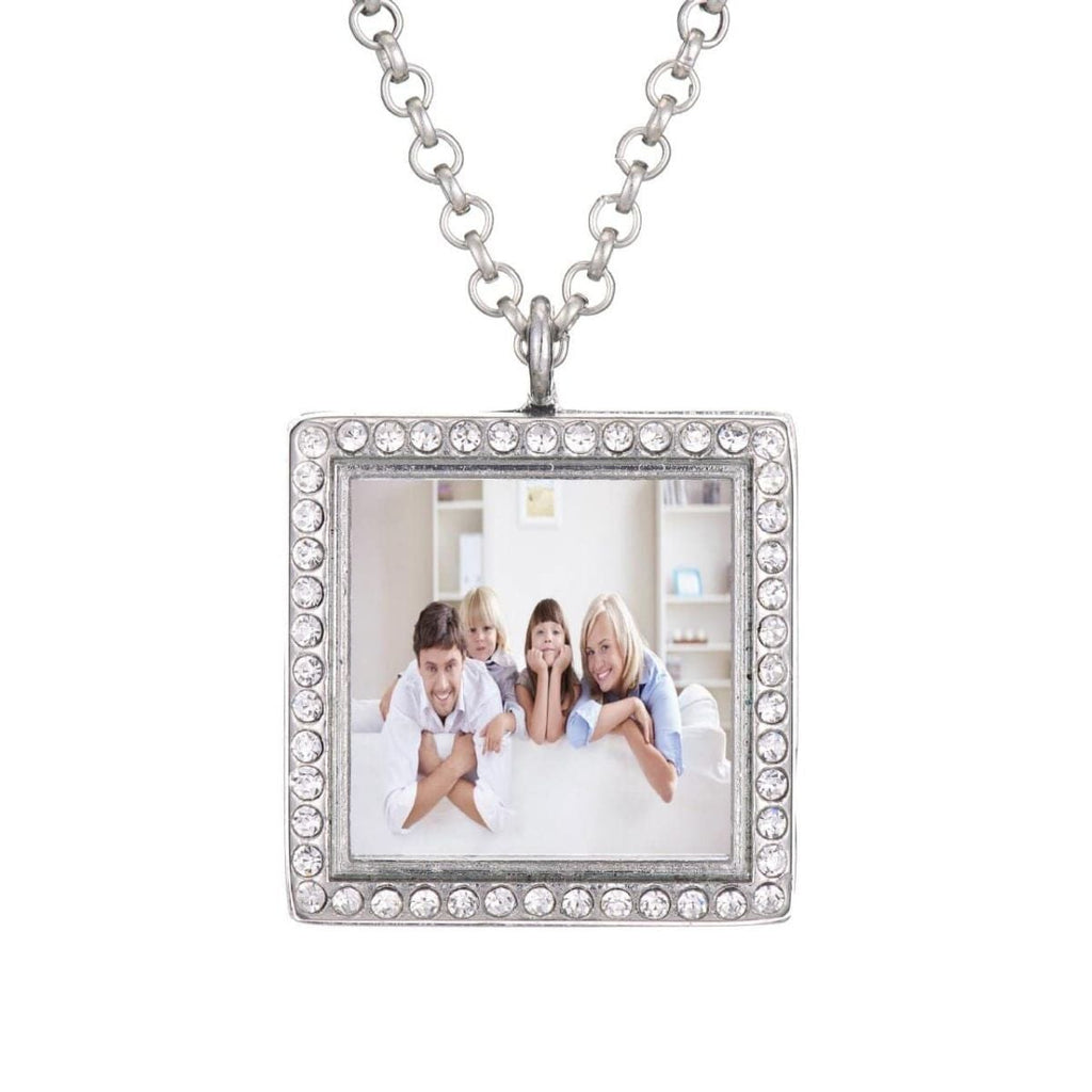 Round Silver Photo Necklace Pendant Chain Bulk