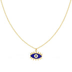 Blue Enamel Evil Eye Gold Necklace Pendant Chain Bulk