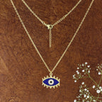 Blue Enamel Evil Eye Gold Necklace Pendant Chain Bulk