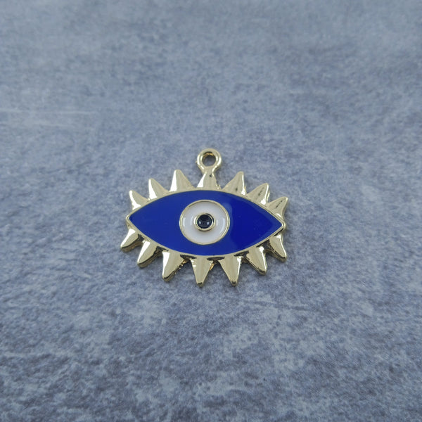 Evil Eye Eyelash Gold Blue Enamel Copper Charm For Women Bulk Main image