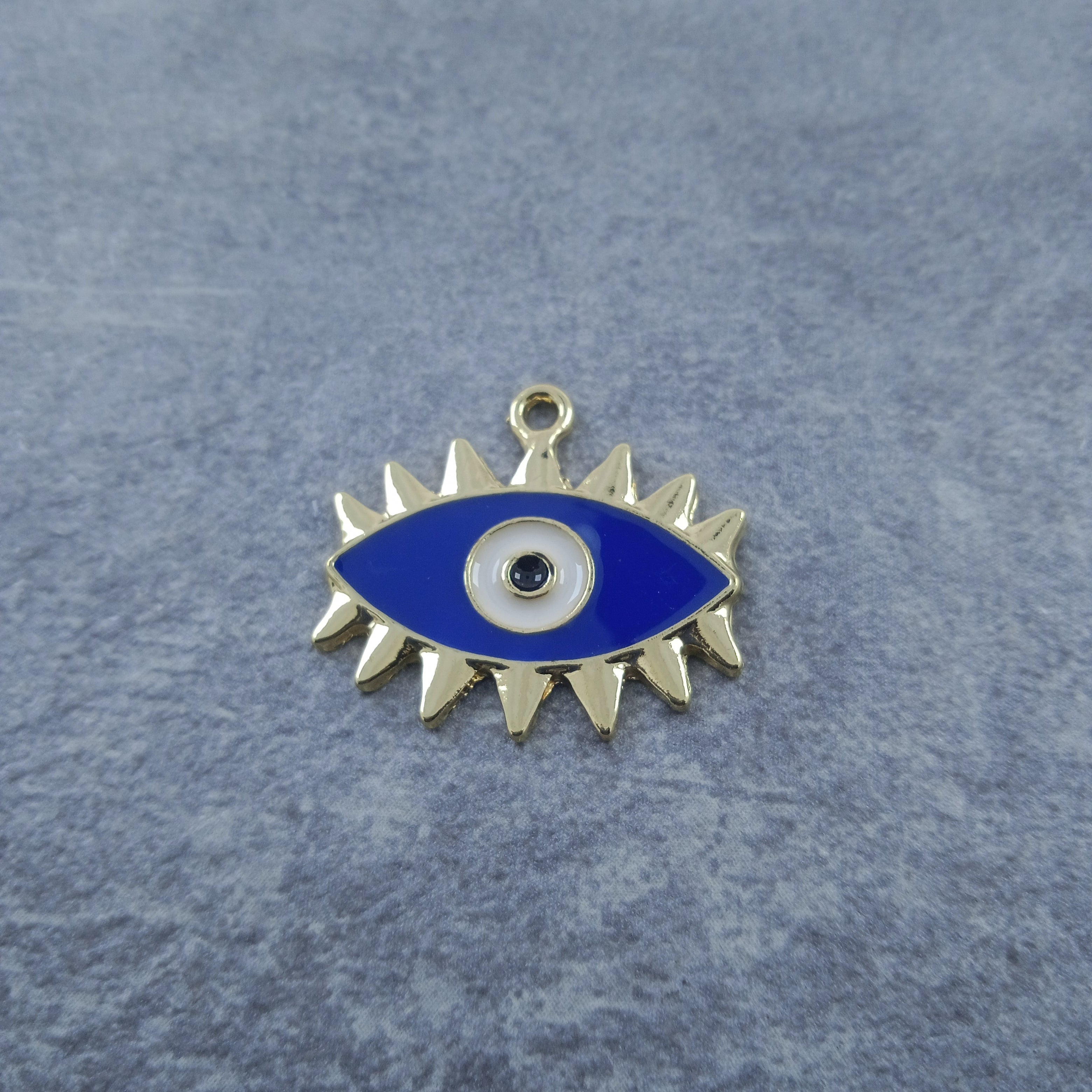 Evil Eye Eyelash Gold Blue Enamel Copper Charm For Women Bulk