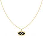 Blue Enamel Evil Eye Gold Necklace Pendant Chain Bulk