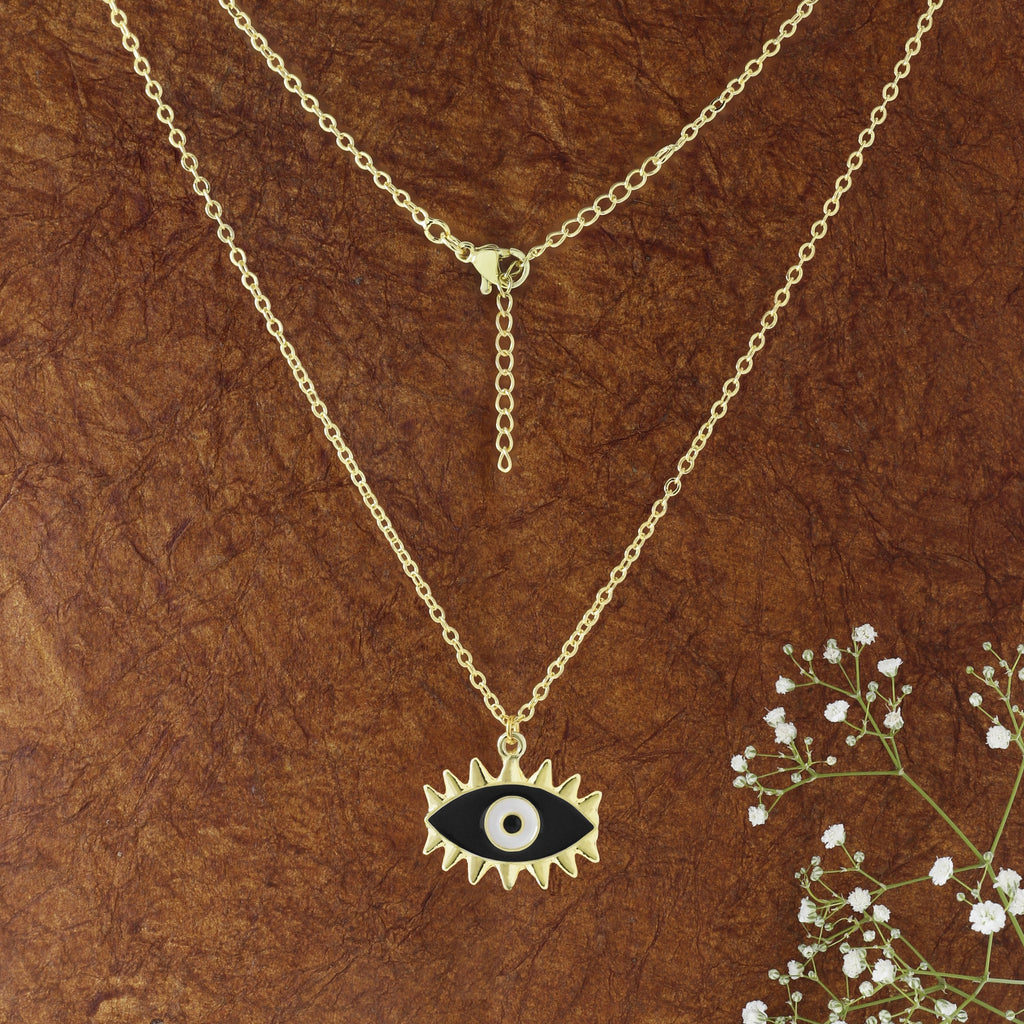 Blue Enamel Evil Eye Gold Necklace Pendant Chain Bulk