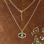 Blue Enamel Evil Eye Gold Necklace Pendant Chain Bulk