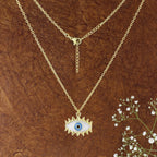 Blue Enamel Evil Eye Gold Necklace Pendant Chain Bulk