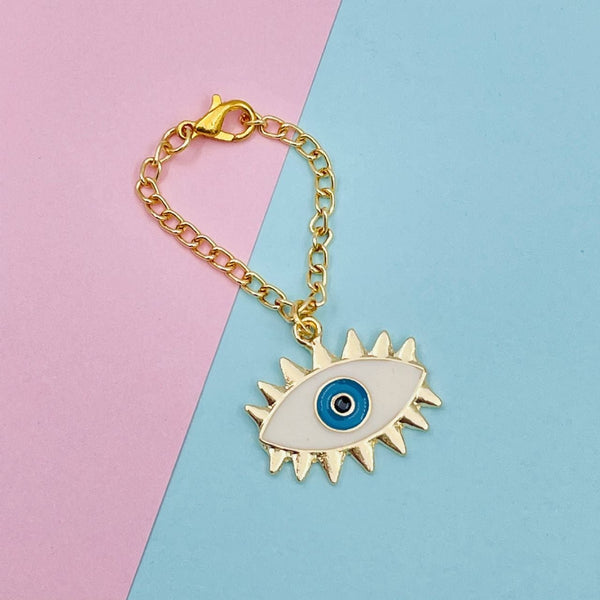 Alloy Enamel Eyelash Evil Eye Watch Charm Women White Blue Gold Bulk Main image