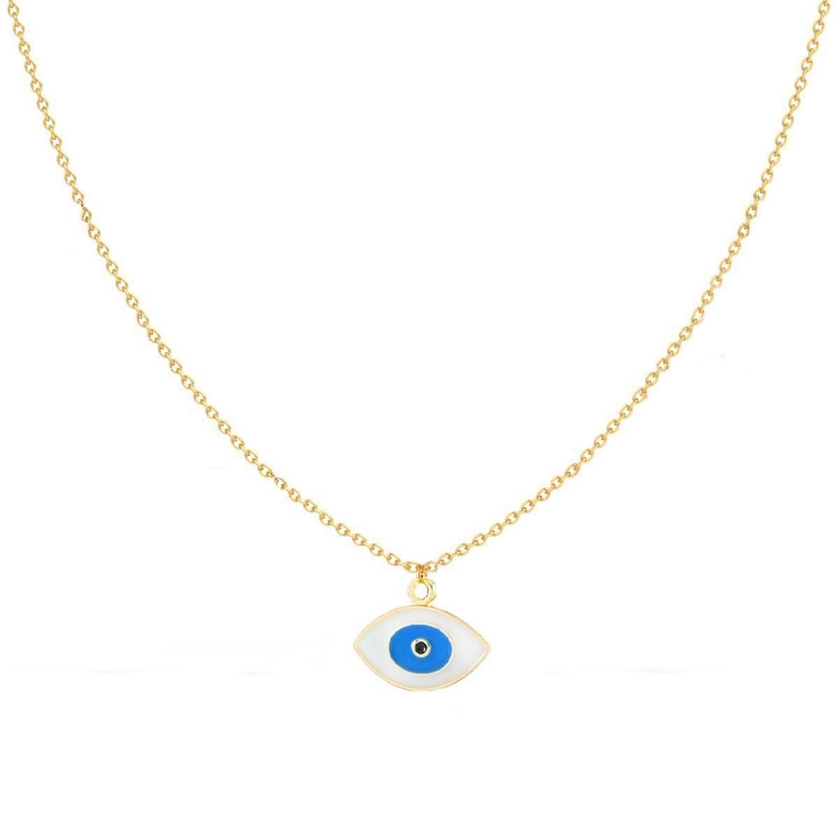 Oval White Evil Eye Enamel Necklace Pendant Chain Bulk Secondary image