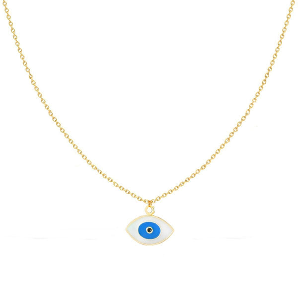 Oval White Evil Eye Enamel Necklace Pendant Chain Bulk Secondary image