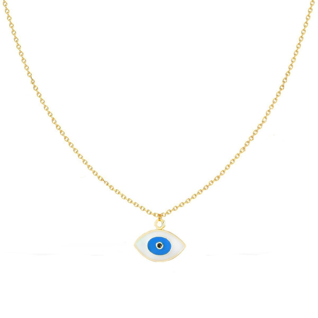 Oval White Evil Eye Enamel Necklace Pendant Chain Bulk