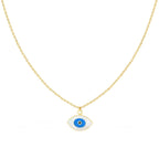 Oval White Evil Eye Enamel Necklace Pendant Chain Bulk