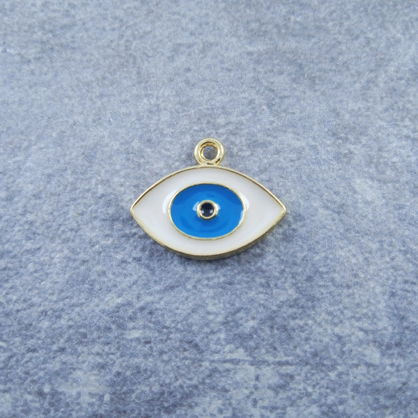 Evil Eye Gold White Blue Enamel Copper Charm For Women Bulk Main image