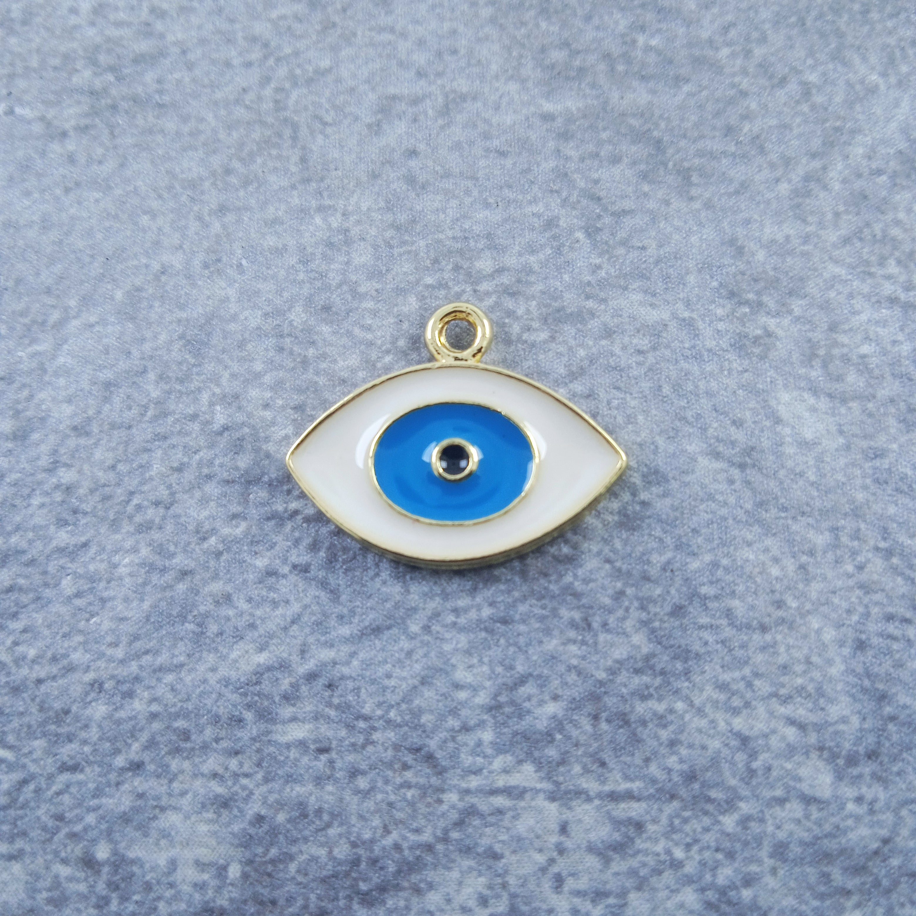Evil Eye Gold White Blue Enamel Copper Charm For Women Bulk