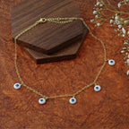Evil Eye Blue White Enamel Gold Choker Necklace Chain For Women Bulk