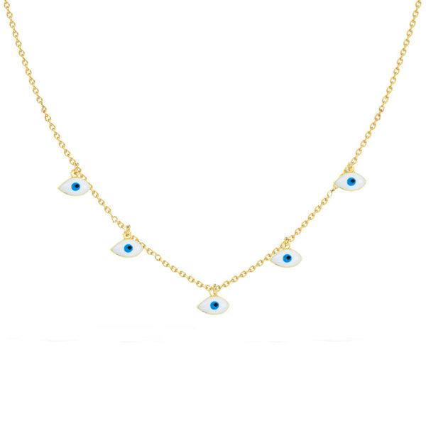 Drop Evil Eye Blue White Enamel Gold Choker Necklace Chain Women Bulk Secondary image